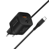 Promate Powerport Pdqc3 Usb C Charger Premium 33w With 22.5w Quick Charge 3.0 Port & 1.5m Type C Cable Eu Interface Black - CompuMe